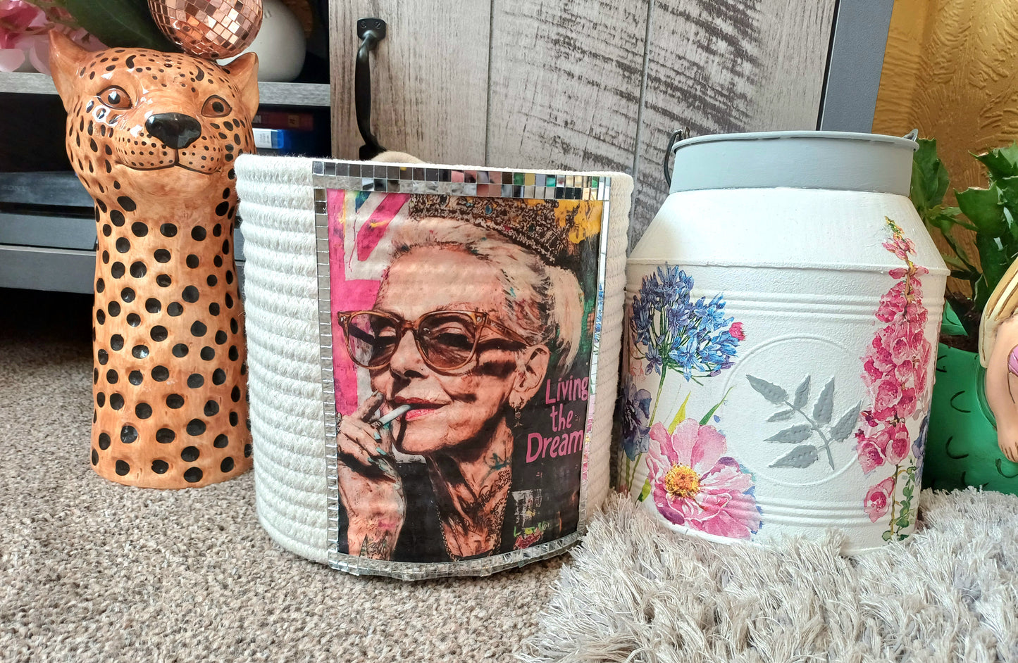 Artistic woven storage basket
