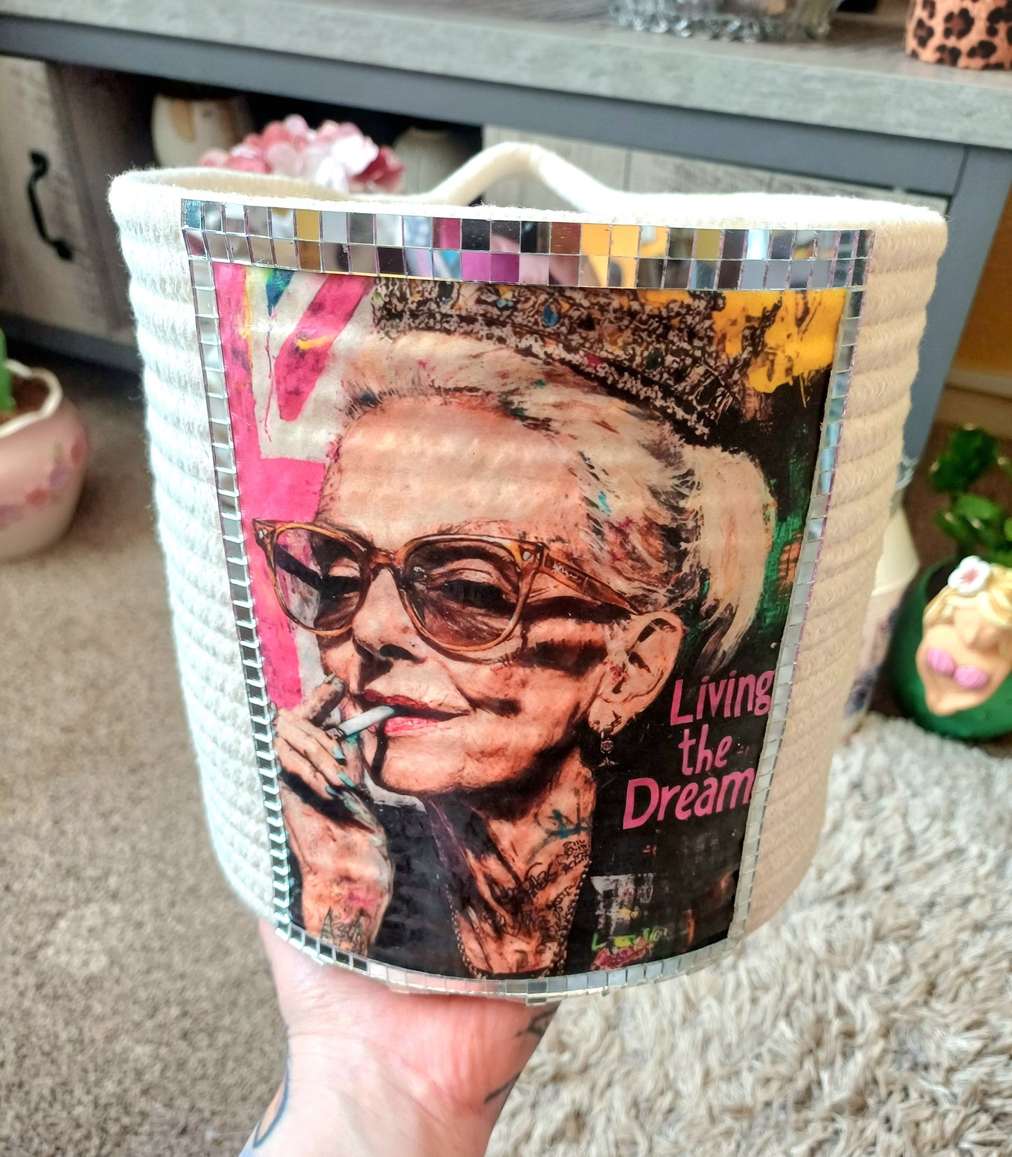 Artistic woven storage basket